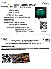 4.86/CT Natural Panna Stone with Govt. Lab Certificate (3441)